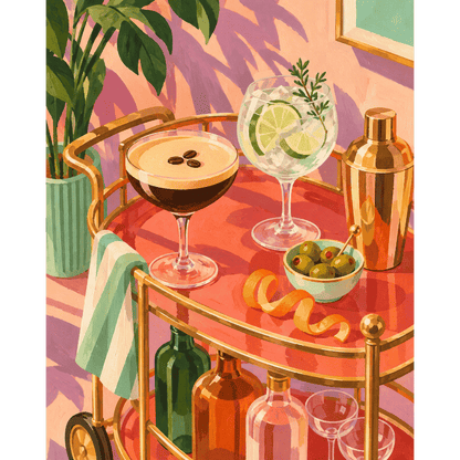 Bar cart in het gouden uur