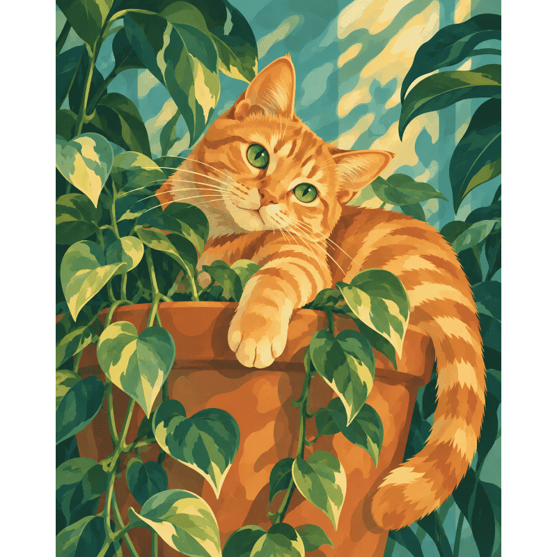Cyperse kat in een pot