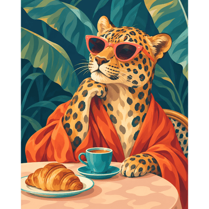 Luipaard in het café