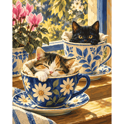 Kittens in theekopjes