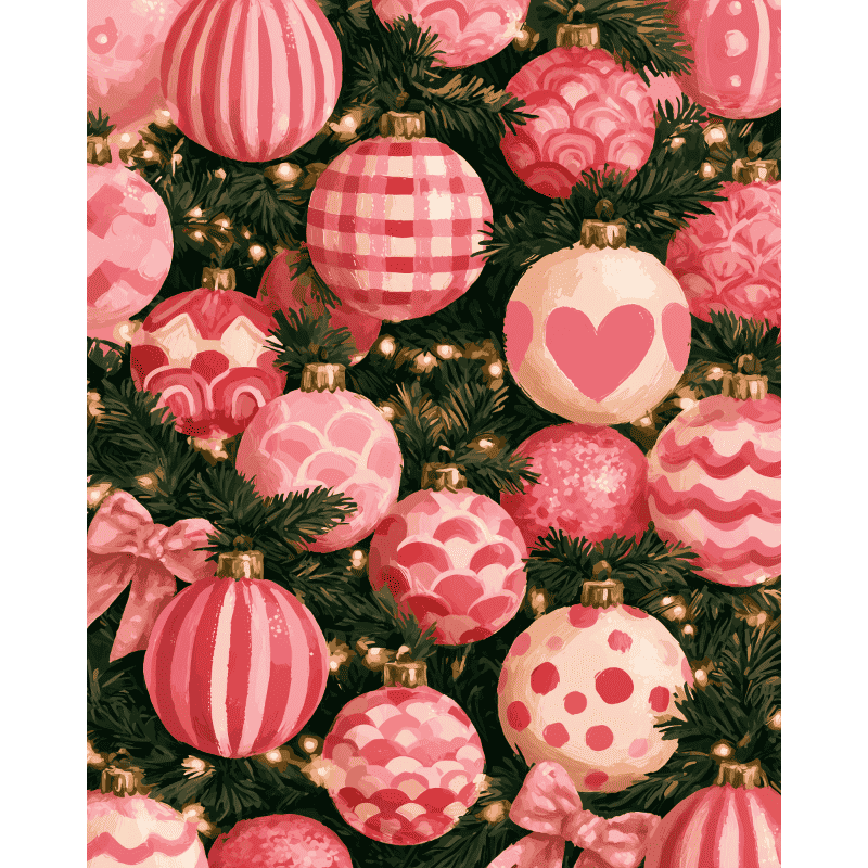 Roze kerstballen medley