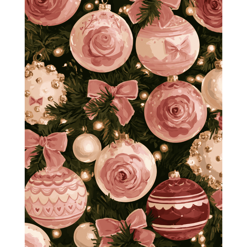 Rozen kerstballen tuin