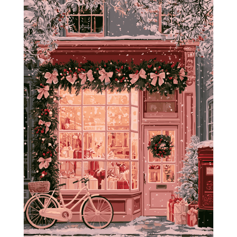Roze kerstwinkelpui