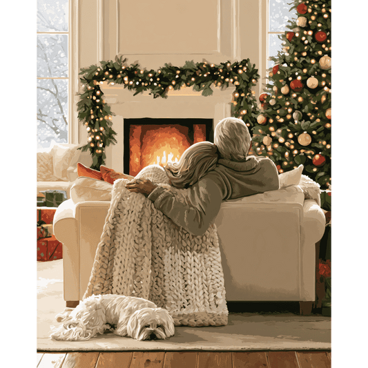 Winterse knuffel bij de haard