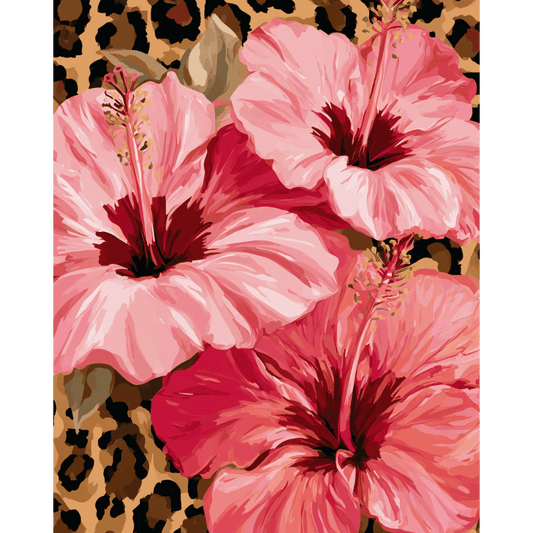 Hibiscus op luipaardprint