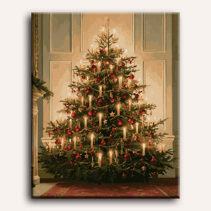 Kerstboom bij kaarslicht