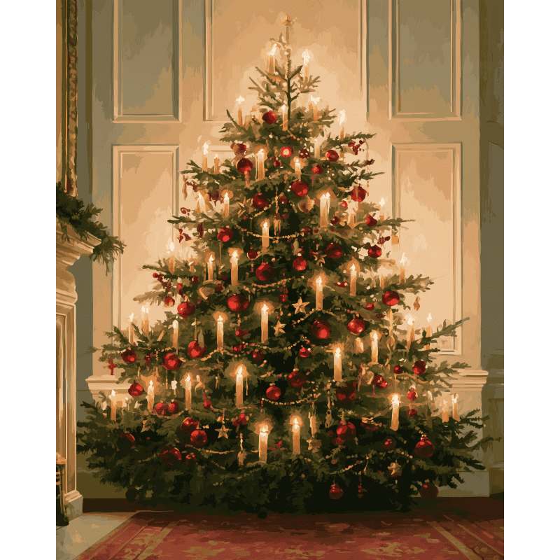 Kerstboom bij kaarslicht