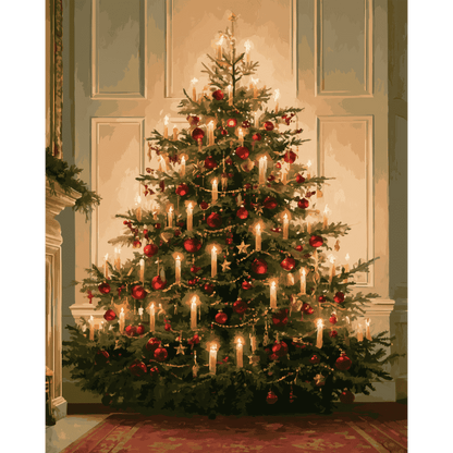Kerstboom bij kaarslicht