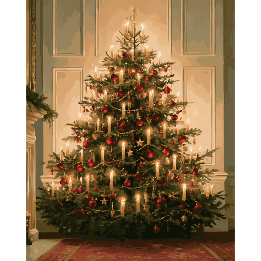 Kerstboom bij kaarslicht