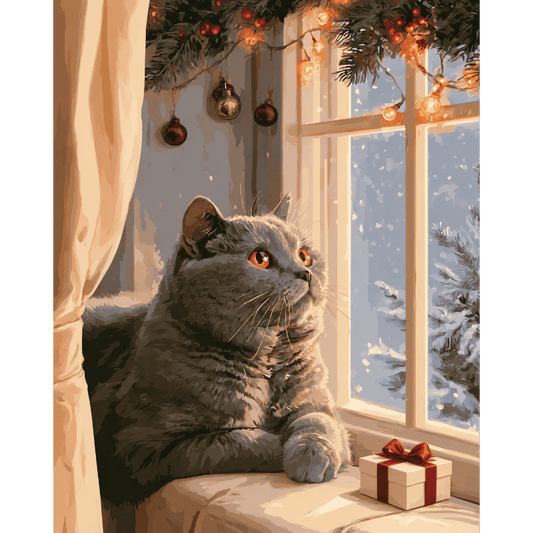 Kat houdt de wacht met kerst