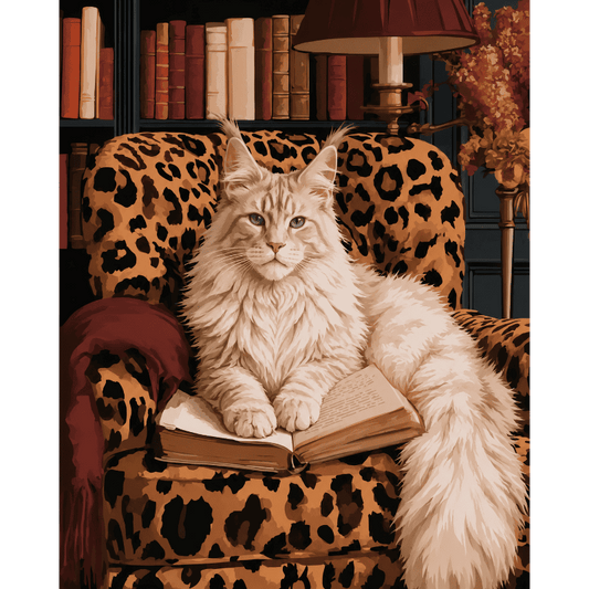 Maine coon in de leesstoel