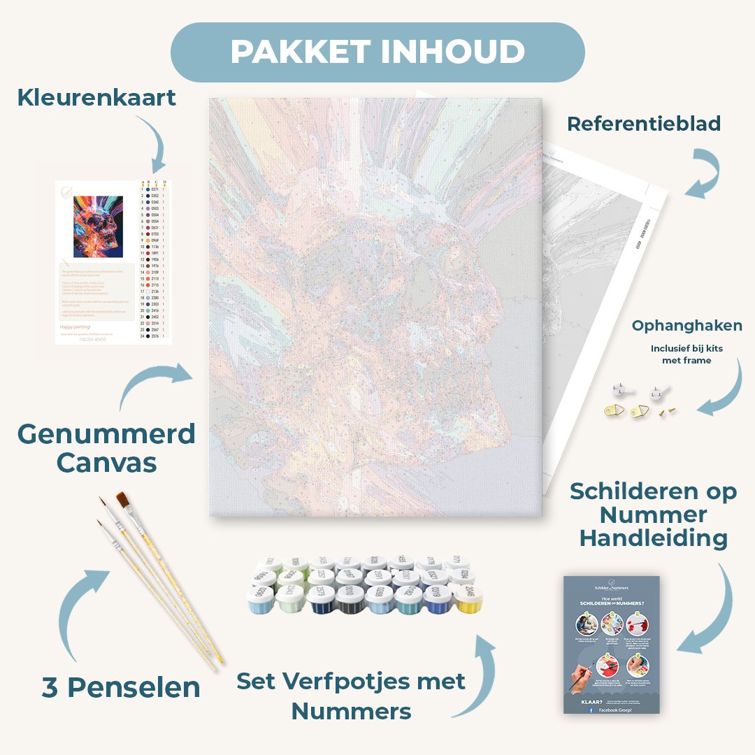 Schedel in regenbooglicht