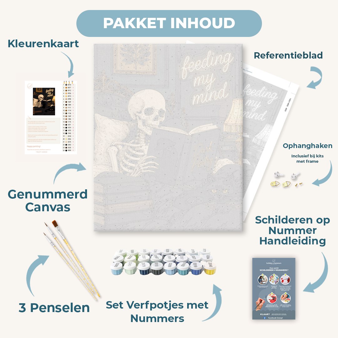 Skelet leest voor het slapen