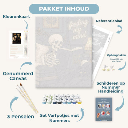Skelet leest voor het slapen