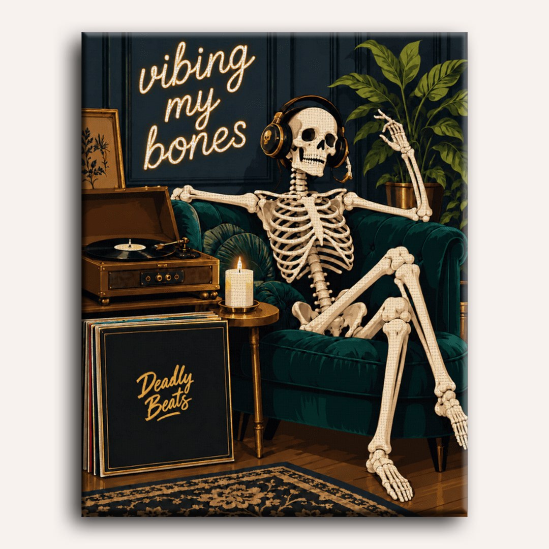Skelet draait vinyl