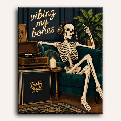 Skelet draait vinyl