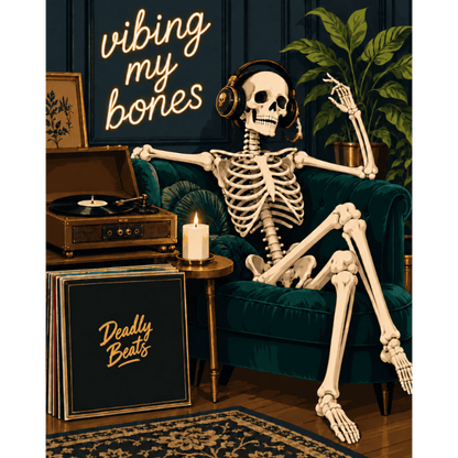 Skelet draait vinyl