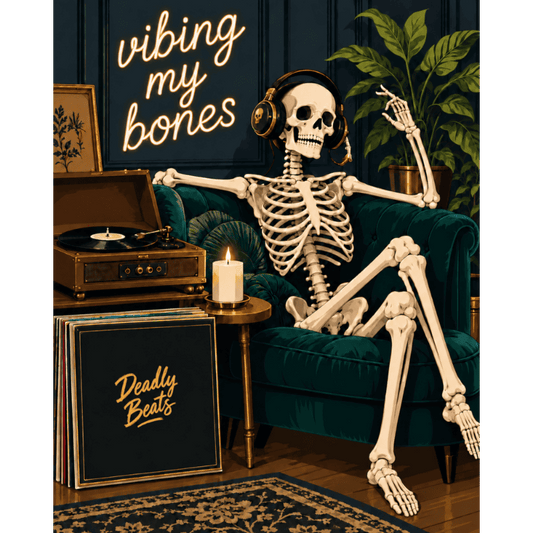 Skelet draait vinyl