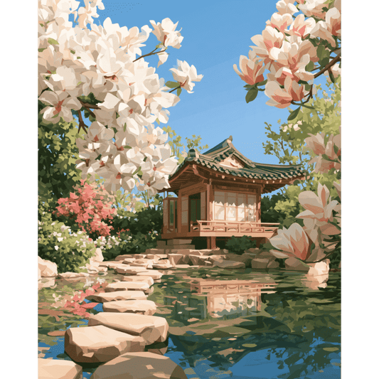 Magnolia paviljoen aan de vijver