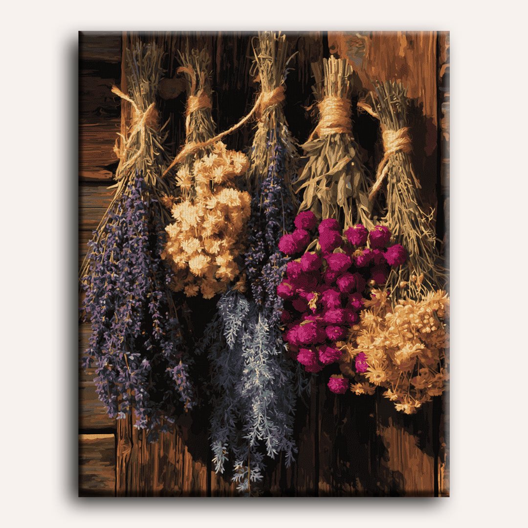 Bossen droogbloemen