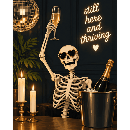 Skelet proost op het leven