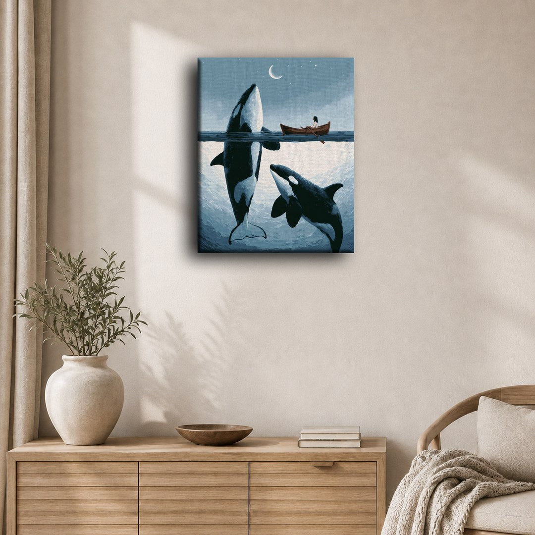 Orka's in het maanlicht