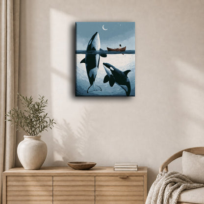 Orka's in het maanlicht