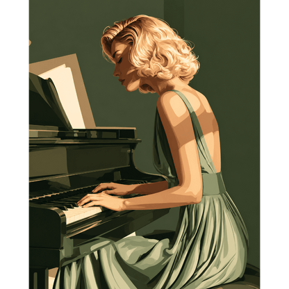 Pianotoetsen in saliegroen