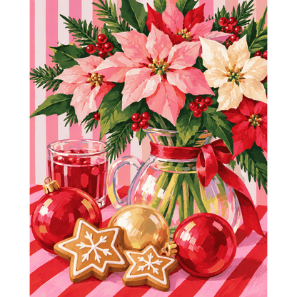Kerststerboeket, pepermuntstrepen