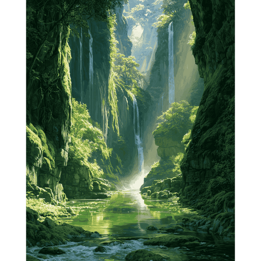 Watervallen in de groene kloof