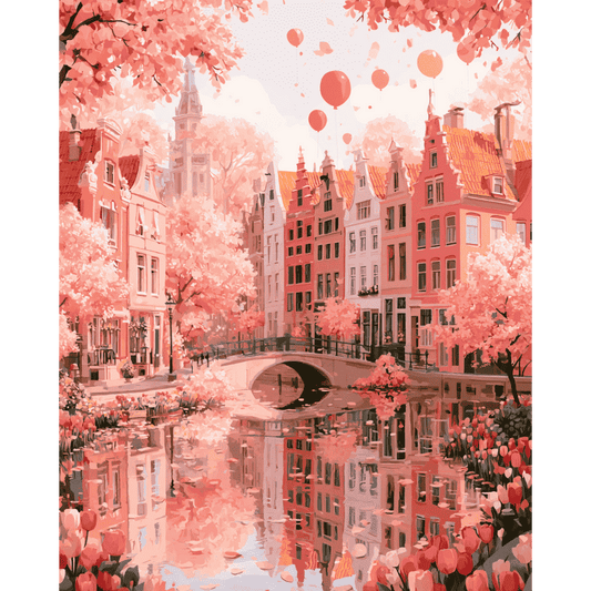 Roze grachtreflecties