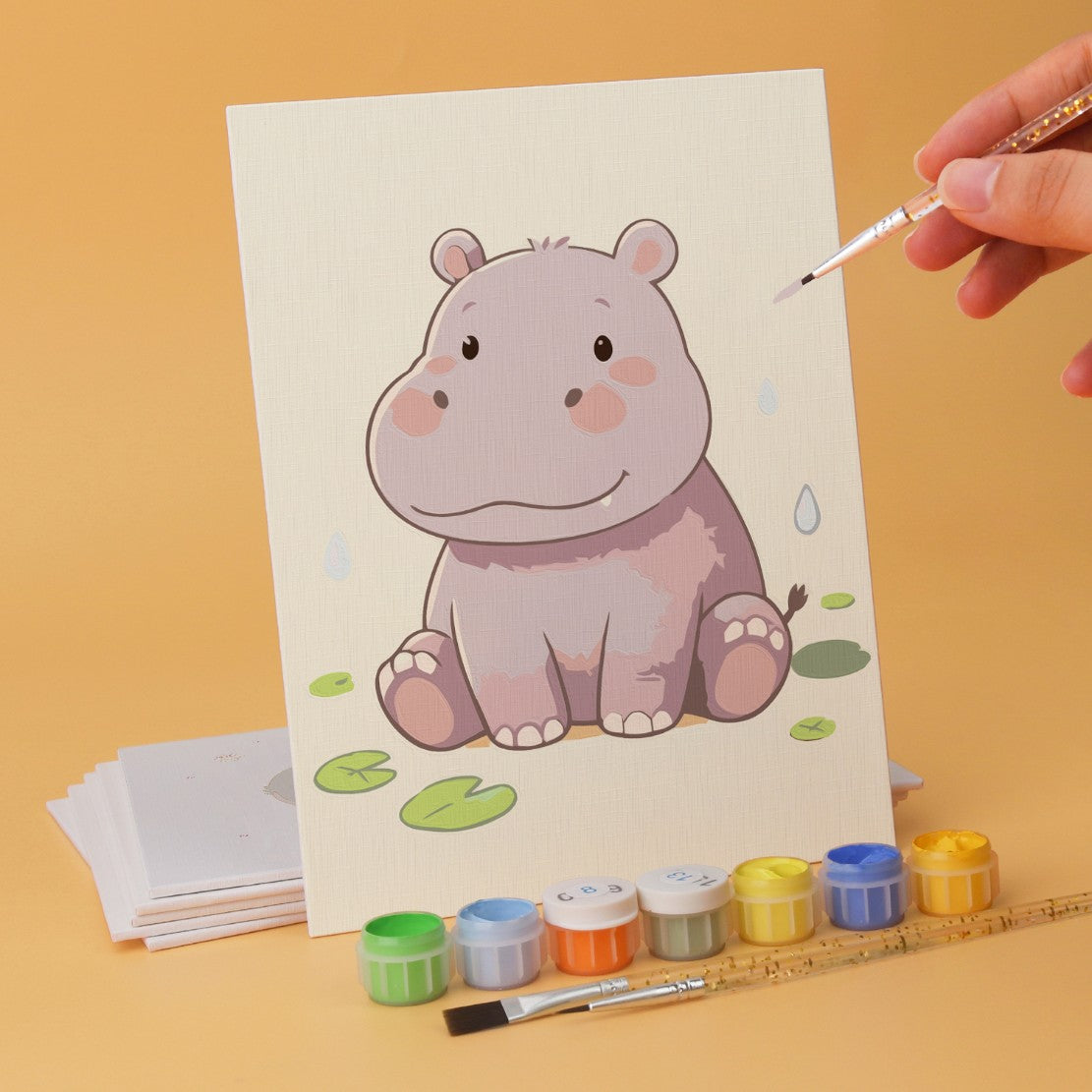 6 Houten Plaat Mini Paintings – Kleine Dierenvriendjes Set