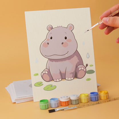 6 Houten Plaat Mini Paintings – Kleine Dierenvriendjes Set