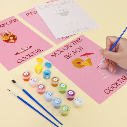 6 Mini Paintings | Pink Cocktail set