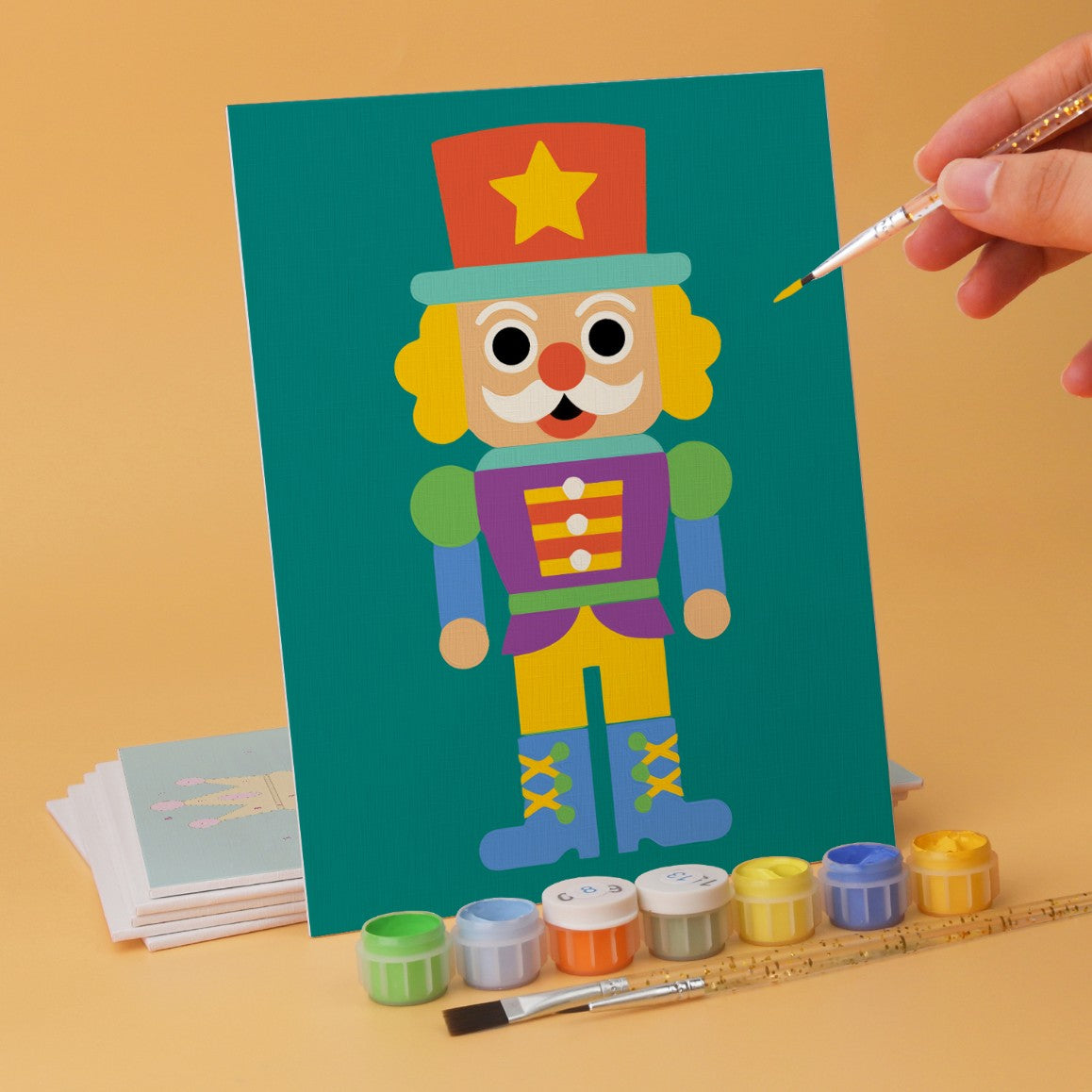 6 Houten Plaat Mini Paintings – Notenkraker Set