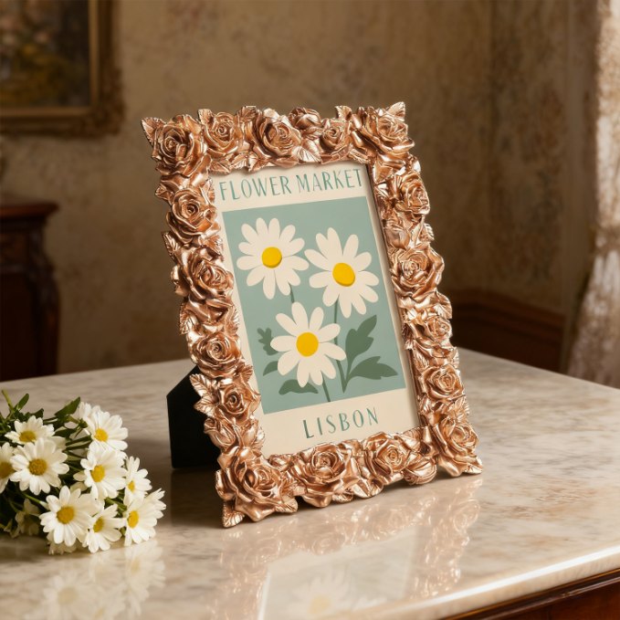 Mini Painting met Fotolijst – Bloemenmarkt Lissabon