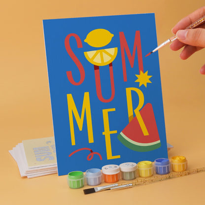 6 Houten Plaat Mini Paintings – Zomerse Zonsondergang Set