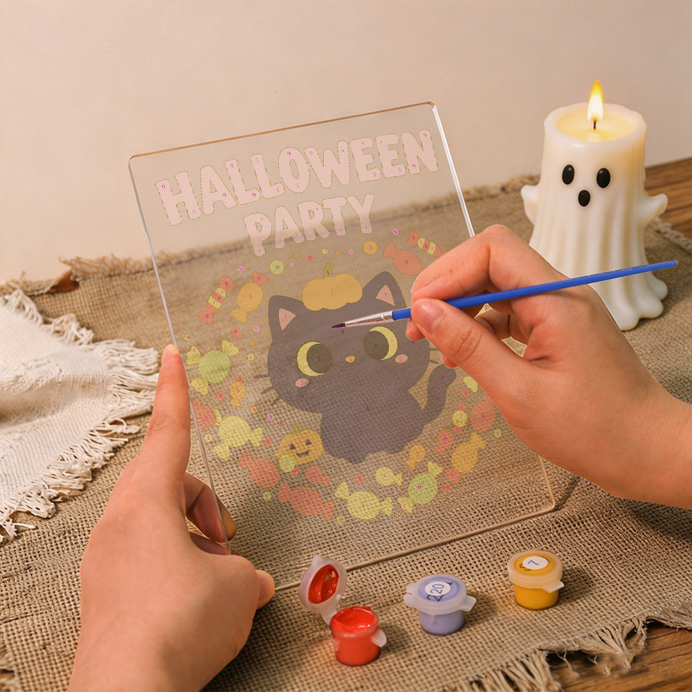Schilder op Nummer Halloween Lamp - Pompoenpootjes
