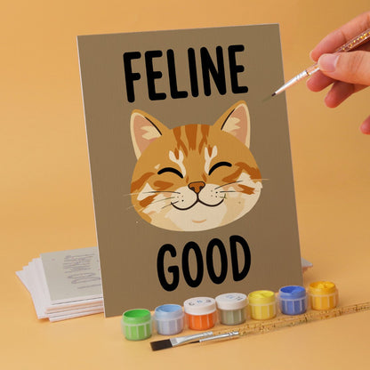 6 Houten Plaat Mini Paintings – Ondeugende Katten Set