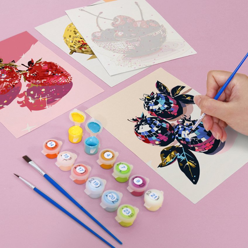 6 Mini Paintings | Disco fruit set