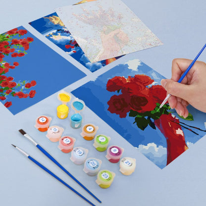 6 Mini Paintings | Boeketten in de lucht set