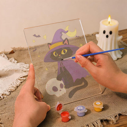 Schilder op Nummer Halloween Lamp - Heksenkat