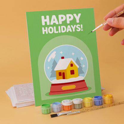 6 Houten Plaat Mini Paintings – Kerstwensen Set