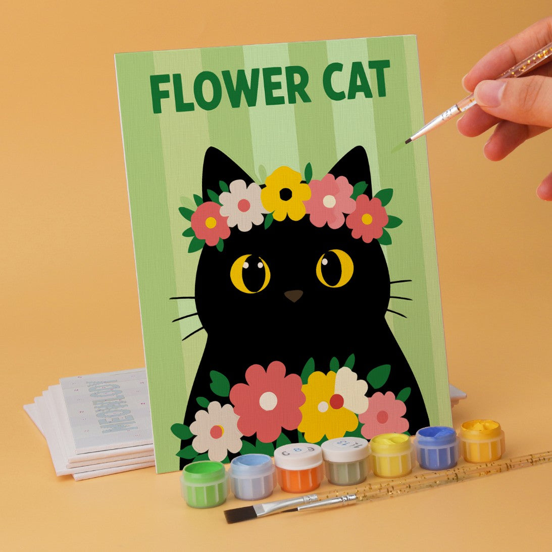 6 Houten Plaat Mini Paintings – Kat van Alle Markten Set
