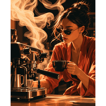 Badjas, stoom & espressomachine