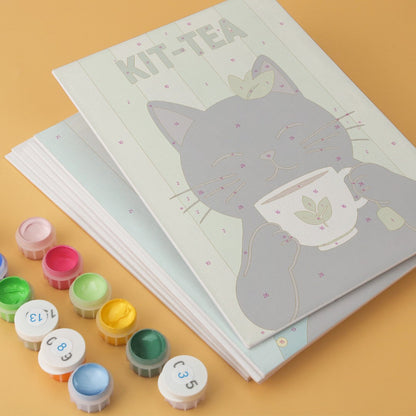 6 Houten Plaat Mini Paintings – Koffie & Snorharen Set