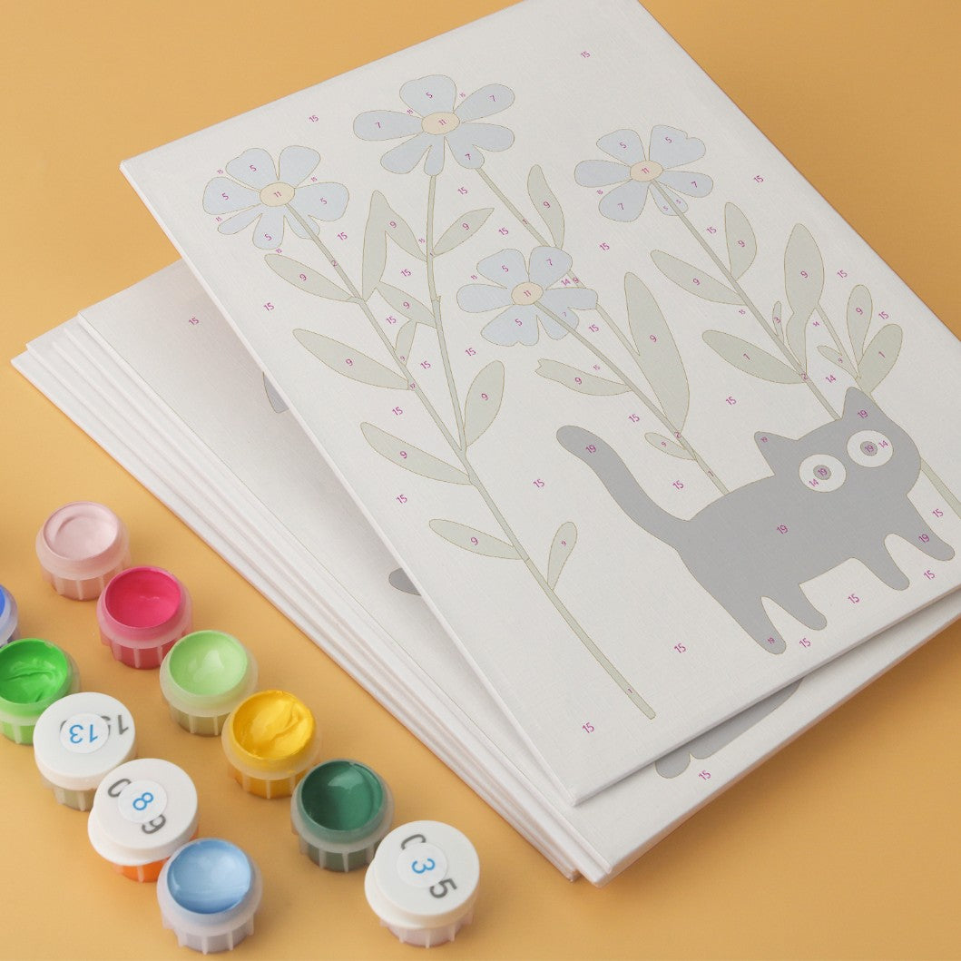 6 Houten Plaat Mini Paintings – Katten tussen Planten Set