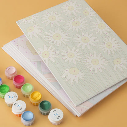 6 Houten Plaat Mini Paintings – Krachtige Bloemen Set