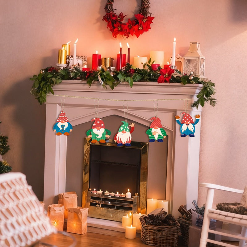 8 XL Schilder op Nummer Kersthangers - Vrolijke Kerstkabouter Set