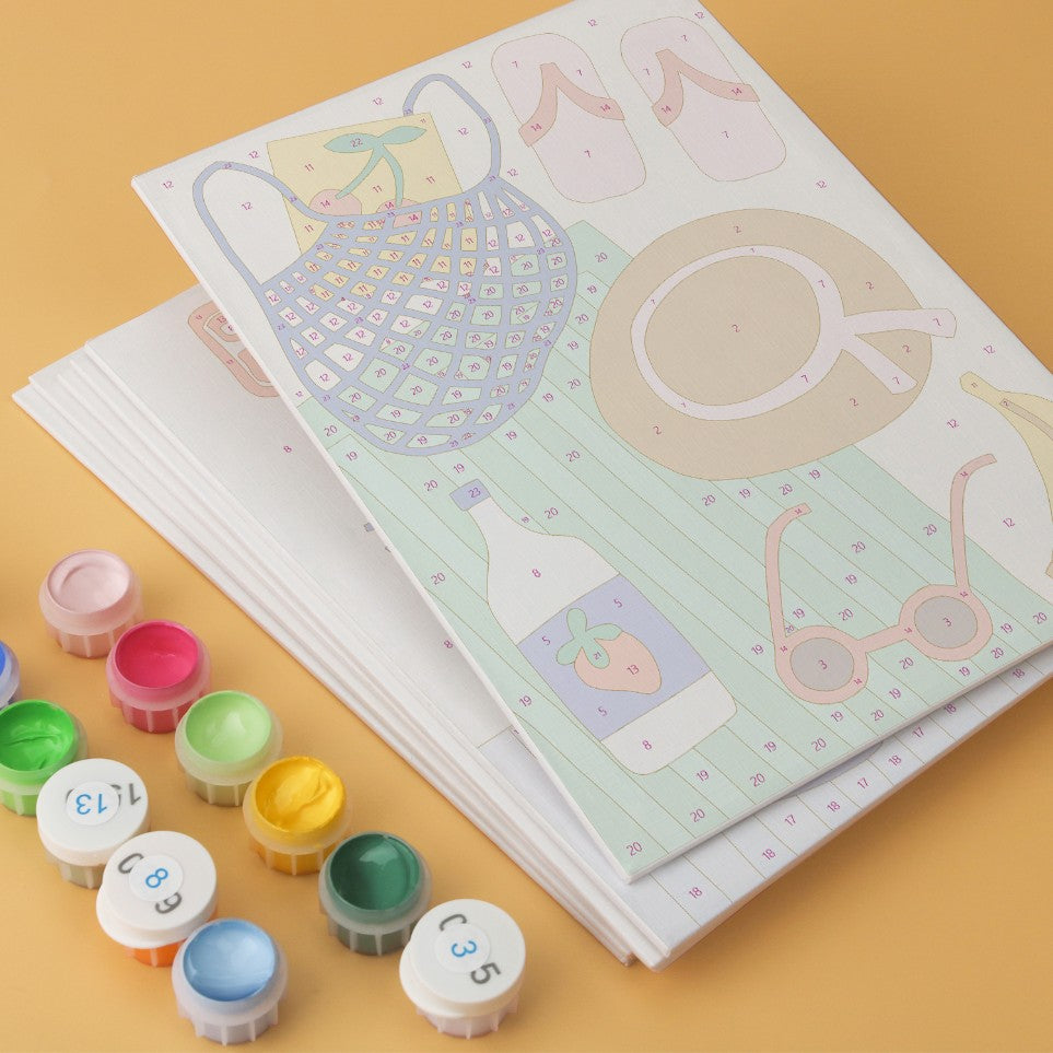 6 Houten Plaat Mini Paintings – Tropische Vakantie Set